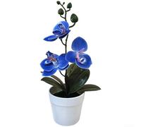 BlesConi Phalaenopsis 3D pour orchidée, bonsaï, fleur artificielle en pot pour décoration d'intérieur, salon, centre de table (bleu)