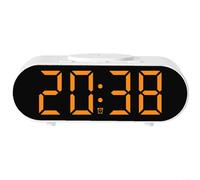 BlesConi Réveil numérique avec chargeur sans fil 15 W, écran LED, commande vocale, luminosité réglable, 3 réglages d'alarme (orange)