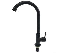 BlesConi Robinet de cuisine en acier plastique avec mousseur économiseur d'eau, levier unique pour eau froide, noir G1/2