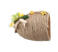 BlesConi Ruche décorative faite à la main en corde de chanvre avec abeilles et tournesols en bois - Charmante maison rustique pour intérieur ou extérieur - 12 x 10 cm