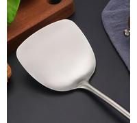 BlesConi Spatule pour wok en acier inoxydable 304 avec long manche en bois, pelle de cuisine chinoise et louche Ustensiles de cuisine (A)