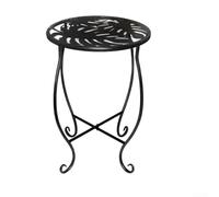 BlesConi Support rond en métal pour pot de fleurs d'intérieur et d'extérieur de 38,1 cm de haut, 20,3 cm avec motif Monstera, fer noir