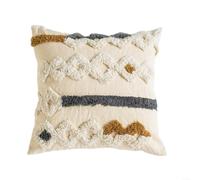 BlesConi Taie d'oreiller en coton bohème 40 x 40 cm avec housse de coussin décorative brodée à la main (B)