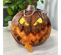 BlesConi Tête de citrouille animatronique d'Halloween avec effets sonores mauvais rire 21 x 20 x 20 cm Décoration en plastique pour maison hantée et fêtes
