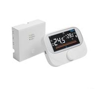 BlesConi Thermostat d'ambiance intelligent RF pour chaudière à gaz, contrôleur de chauffage programmable sans fil pour cadran, affichage météo en temps réel, pour arrêt automatique, retardateur de