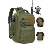 BlesMaller Sac à dos de pêche 2 en 1 avec porte-canne à pêche - Petit sac de pêche - 25 l - Sac à bandoulière tactique - Sac à dos militaire pour la pêche et la randonnée (23 x 20 x 37 cm)