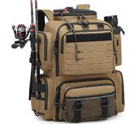 BlesMaller Sac à dos de pêche 50 l avec supports de canne à pêche imperméable (sans boîte à appâts)