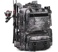 BlesMaller Sac à dos de pêche, 50 l, avec supports de canne, imperméable, pour équipement de pêche (sans boîte à appâts)