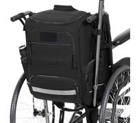 BlesMaller Sac à Dos pour Fauteuil Roulant Sac de Rangement en Nylon pour Dossier de Fauteuil Roulant avec Poches pour Béquilles et Sac d'Isolation