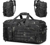 BlesMaller Sac de sport 3 en 1 pour homme avec compartiment à chaussures et fonction sac à dos 50L Sac de voyage tactique, bagage à main, sac à dos avec compartiment pour vêtements mouillés, sac de