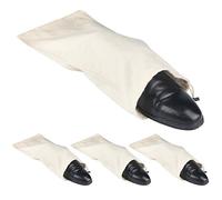 BlesMaller Sacs de Rangement pour Chaussures Coton avec Cordon de Serrage pour Hommes et Femmes pour Les Chaussures de Protection et de Rangement pour Le Voyage (Beige, Lot de 4)