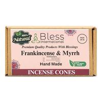 Bless International Frankincense-and-Myrrh 100%-Natural-Incense-Cones Handmade-Hand-Dipped Organic-Chemicals-Free for-Purification-Relaxation-Positivity-Yoga-Meditation The-Best-scents (10 Count)