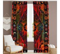 Bless International Magnifiques Rideaux de fenêtre de fenêtre de Style Indien, bohème, psychédélique, Hippie brûlant, pour Chambre à Coucher, Salon, Balcon (Teinture sur nœuds dorés, 96 x 210 cm)