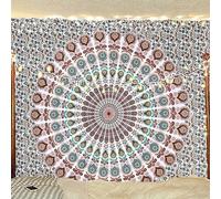 Bless International Tapisserie de literie murale indienne hippie bohème psychédélique paon mandala (or floral, Taille King (88x104 pouces)(225x265 cms))