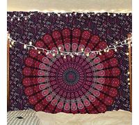 Bless International Tapisserie de literie murale indienne hippie bohème psychédélique paon mandala (rose violet, Taille jumelle (54x72 pouces)(140x185cms))