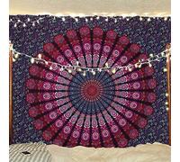 Bless International Tapisserie de literie murale indienne hippie psychédélique psychédélique paon (violet rose, Taille King (88x104 pouces)(225x265 cms))