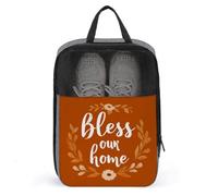 Bless Our Home on Orange Sac à chaussures pour voyage usage quotidien Sac de rangement anti-poussière Pochette à chaussures de golf