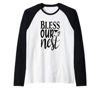 Bless Our Nest Cute Home Bénédiction de Pendaison de crémaillère Manche Raglan