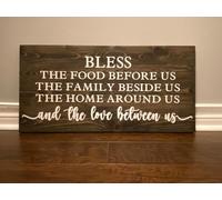 Bless the Food Before Us, the Family Around Us, the Home Around Us and the Love Between Us, Décoration de salle à manger, cuisine, Plaque en métal 30,5 x 20,3 cm