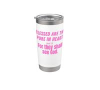 Blessed are the pure in heart. Citation de la Bible Gobelet isotherme en acier inoxydable double paroi