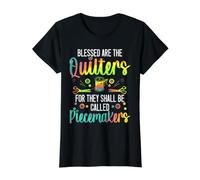 Blessed are The Quilters Seamstress Machine à Patchwork T-Shirt Graphique avec Valeur, Femme, Noir, M