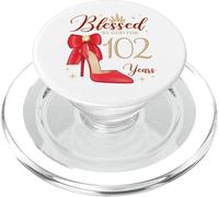 Blessed by God for 102 Years Old Fête d'anniversaire Reine PopSockets PopGrip pour MagSafe