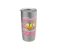 Blessed by God for 40 Years Old Women 40th Birthday Queen Gobelet isotherme en acier inoxydable double paroi