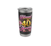 Blessed by God for 40 Years Old Women 40th Birthday Queen Gobelet isotherme en acier inoxydable double paroi