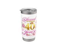 Blessed by God for 40 Years Old Women 40th Birthday Queen Gobelet isotherme en acier inoxydable double paroi