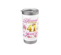Blessed by God for 41 Years Old Women 41st Birthday Queen Gobelet isotherme en acier inoxydable double paroi