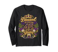 Blessed by God for 45 Years Old Women 45th Birthday Queen Manche Longue