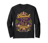 Blessed by God for 47 Years Old Women 47th Birthday Queen Manche Longue