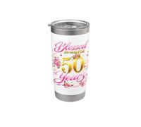 Blessed by God for 50 Years Old Women 50th Birthday Queen Gobelet isotherme en acier inoxydable double paroi