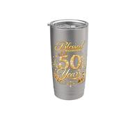 Blessed by God for 50 Years Old Women 50th Birthday Queen Gobelet isotherme en acier inoxydable double paroi