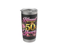Blessed by God for 50 Years Old Women 50th Birthday Queen Gobelet isotherme en acier inoxydable double paroi