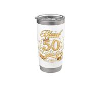 Blessed by God for 50 Years Old Women 50th Birthday Queen Gobelet isotherme en acier inoxydable double paroi