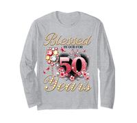 Blessed by God for 50 Years Old Women 50th Birthday Queen Manche Longue