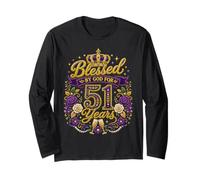 Blessed by God for 51 Years Old Women 51st Birthday Queen Manche Longue