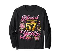 Blessed by God for 57 Years Old Women 57th Birthday Queen Manche Longue