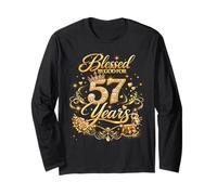 Blessed by God for 57 Years Old Women 57th Birthday Queen Manche Longue