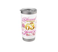 Blessed by God for 63 Years Old Women 63rd Birthday Queen Gobelet isotherme en acier inoxydable double paroi