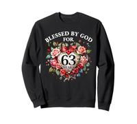 Blessed by God for 63 Years Rose Flower Women 63th Birthday Sweatshirt