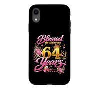 Blessed by God for 64 Years Old Women 64th Birthday Queen Coque pour iPhone XR
