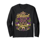 Blessed by God for 65 Years Old Women 65th Birthday Queen Manche Longue