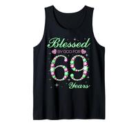 Blessed by God for 69 Years Old 69th Birthday Rose & Vert Débardeur