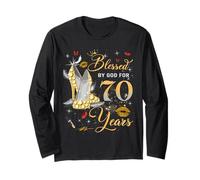 Blessed by God for 70 Years Old Women 70th Birthday Queen Manche Longue