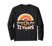 Blessed by God for 72 Years Old Rainbow Flower 72e Anniversaire Manche Longue