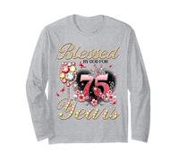 Blessed by God for 75 Years Old Women 75th Birthday Queen Manche Longue