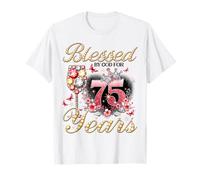 Blessed by God for 75 Years Old Women 75th Birthday Queen T-Shirt