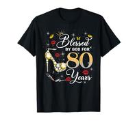 Blessed by God for 80 Years Old Women 80th Birthday Queen T-Shirt